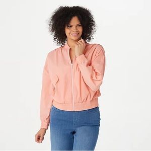 zuda Fortitude Windbreaker Bomber Jacket A380441 QVC 1X Peach Amber NWT